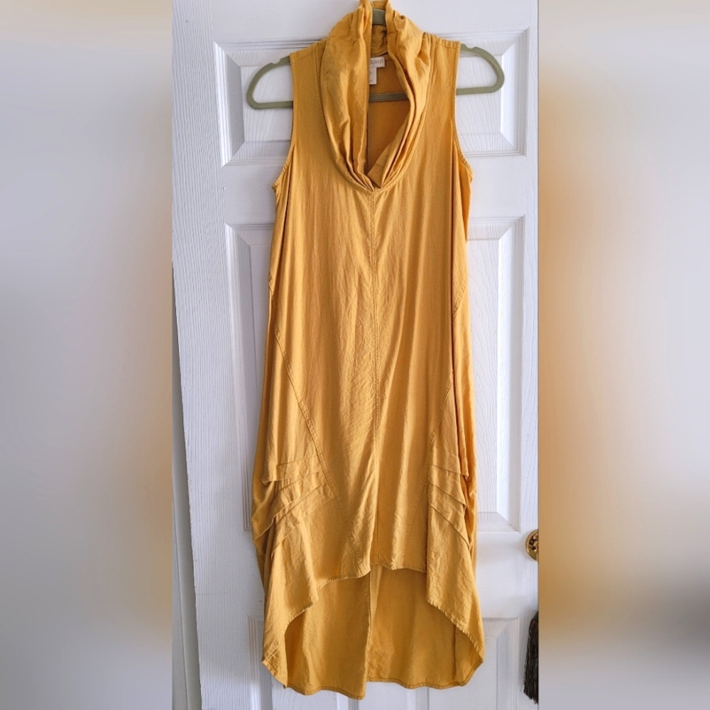 Cynthia Rowley yellow cowl-v-neck dress size Small